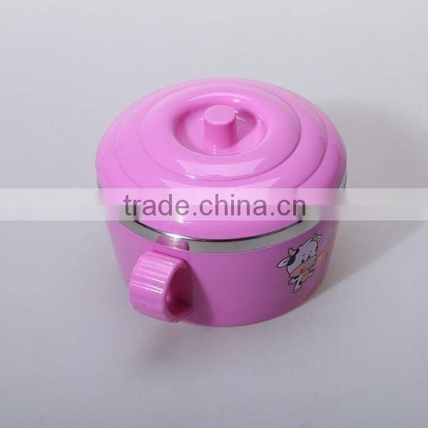 colorful stainless steel bowl with landles and lid