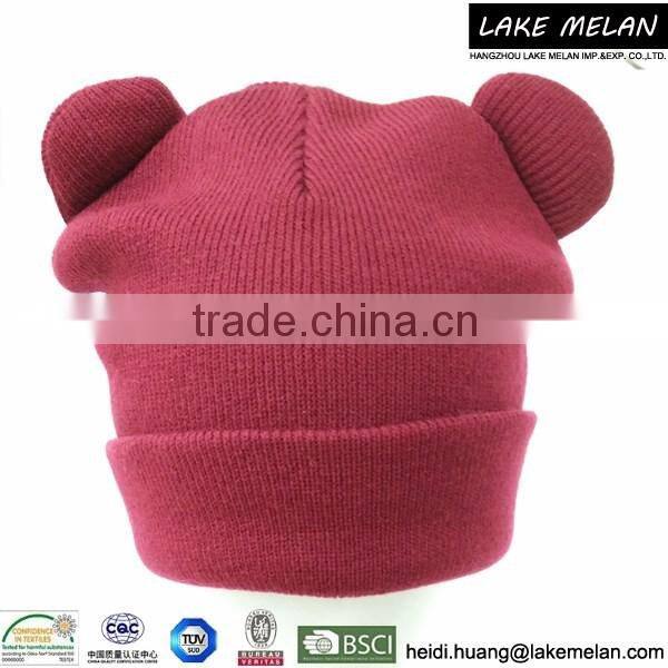 100% Acrylic Knitted Hat With Ear For AW 16