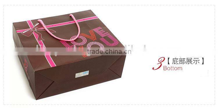 coffee color with UV printing gift paper bag/paper shopping bag