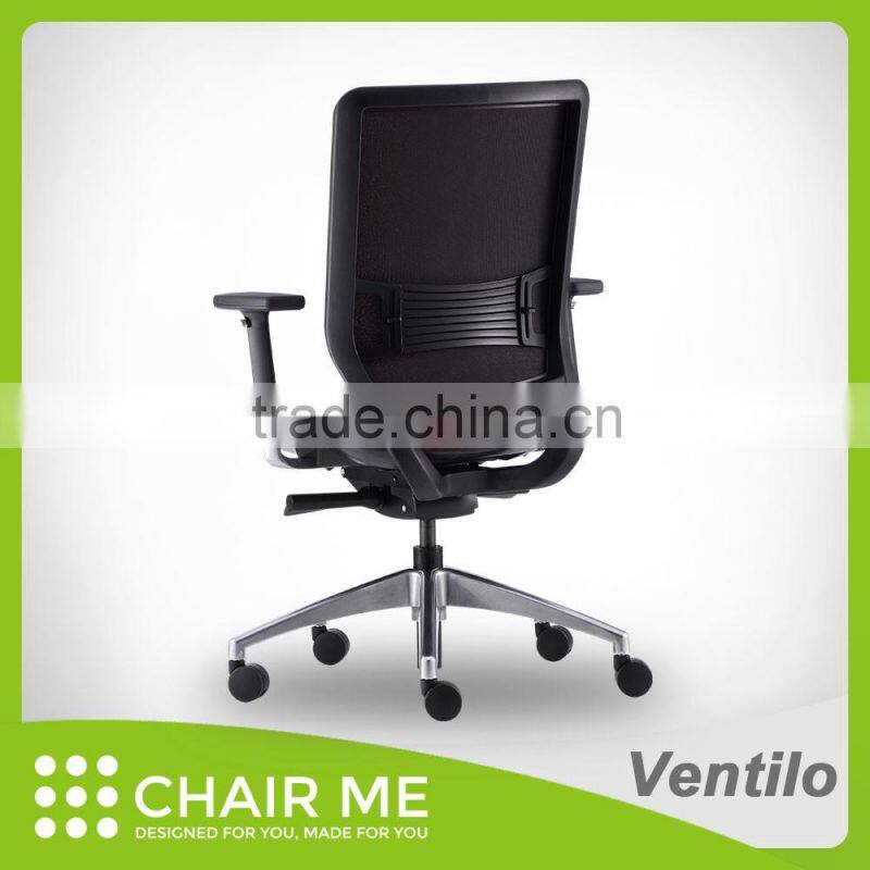 Black Backrest, Red Mesh, Red Seat Office Fabric Chair with Adjustment Armrest and Aluminum Base
