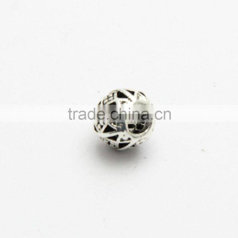 Factory Offer Big Hole Zinc Alloy Beads, DIY Anti-silver Big Hole Metal Beads for Bracelets and Necklace