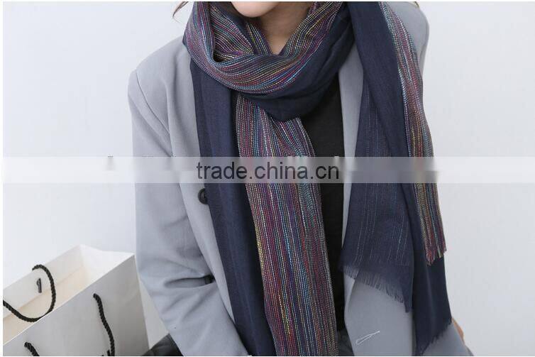 Wholesale Latest Colorful Striped Cotton Viscose Woman Shawl Scarf