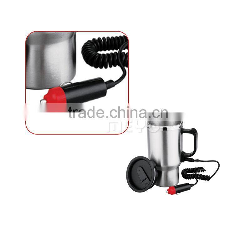 Stainless Steel Auto Heated Travel Coffee Tea Mug Cup With Car Charger