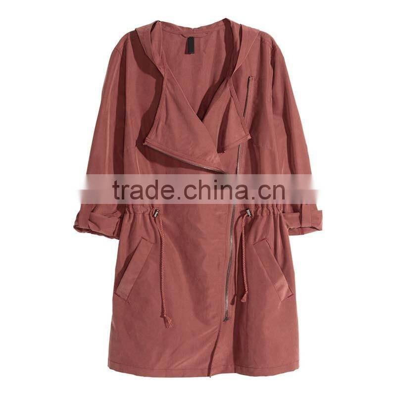 2016 New Fashion Women Winter Drawstring Waist Long Sleeve Parka With Hood HSC9461