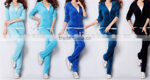 2015 Hot Sale Fashion Women Spring Autumn Velvet Yoga Hoodie Sports Suit Leisure Sportswear Hoodie+Pants