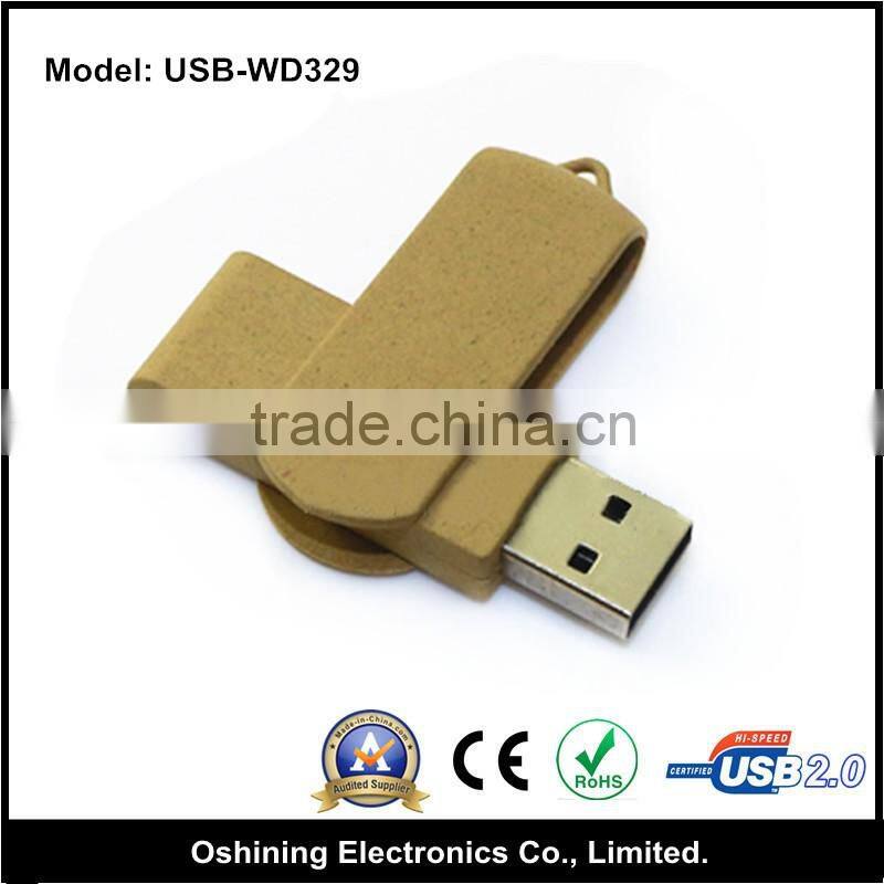 cheapest custom logo wooden swivel usb flash drive (USB-WD329)