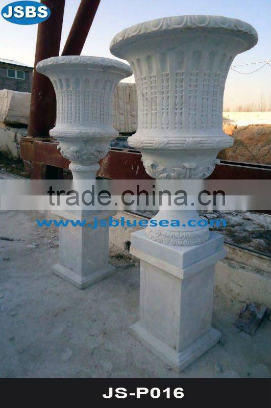 Indoor Polishing Beige Marble Wall Flower Pot For Sale