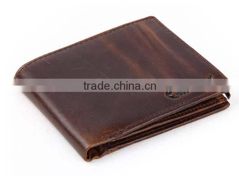 Top grade unique design handmade genuine leather men's rfid wallet