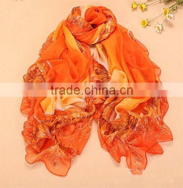 2015 fashion silk chiffon colorful printinf scarf for women