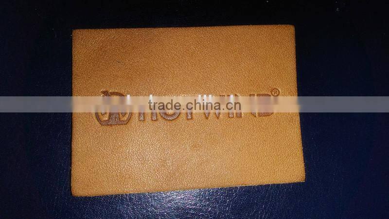 leather patch for garment, debossed printed/genuine leather label