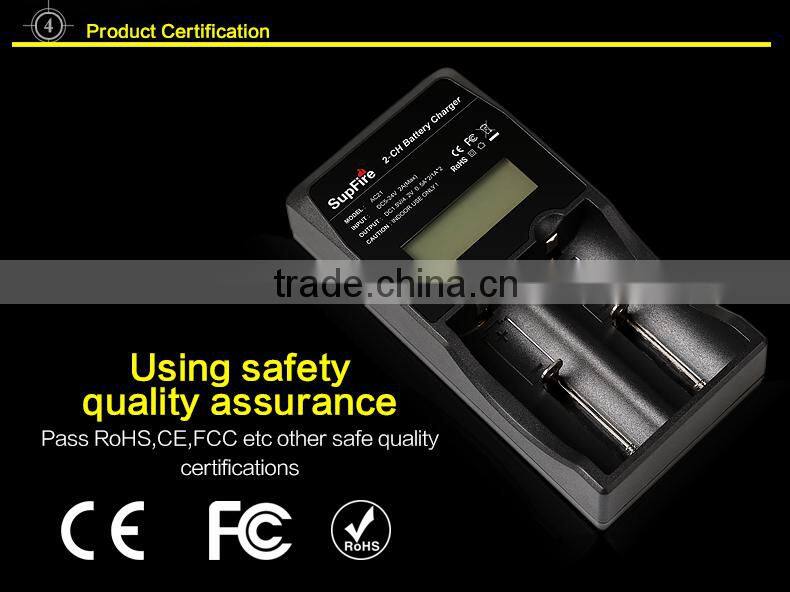 SupFire multifunction two 2*Li-ion battery charger with HD LCD display