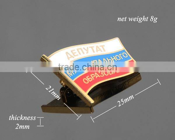 Custom Patriotism Theme Banner Safety-pin Emblem Gold Plated Engraved Metal Enamel Russia National Flag Pin Badge