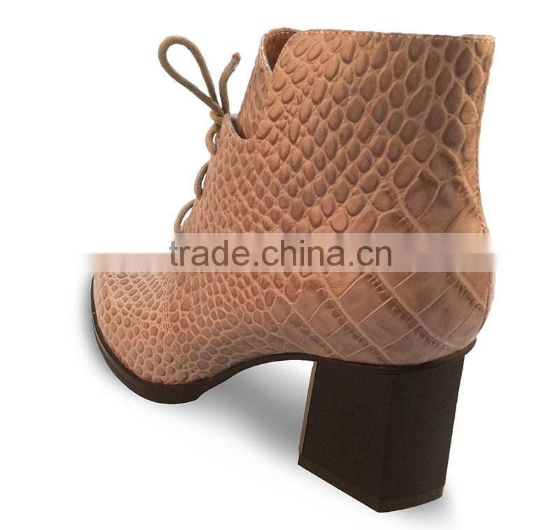 Genuine crocodile leather women ankle boots with high heels