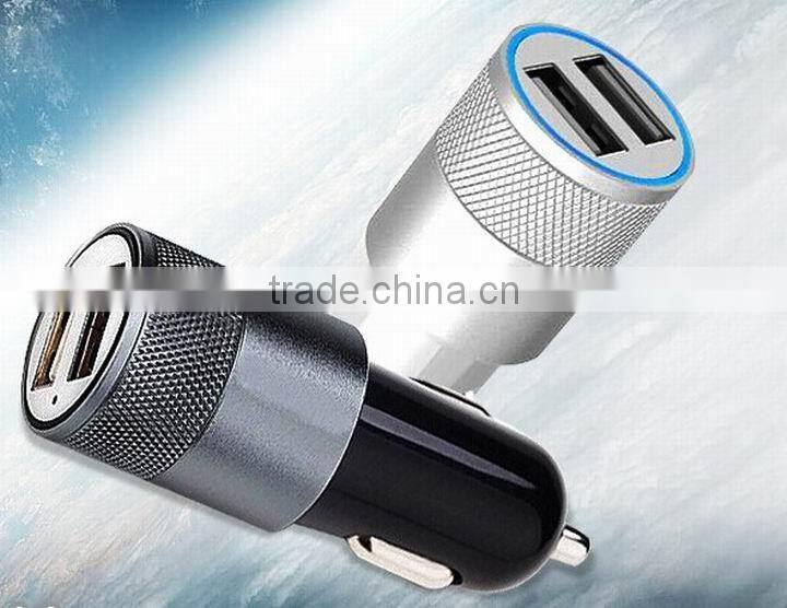 2015 Newest High quality3.1A Aluminium Alloy Car Charger for cellphone/ipad/ipod/mp5/digital