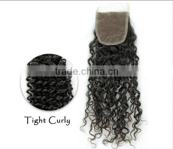 Wholesale Virgin Remy Human tight curly Brazilian Cheap Lace Hair Closure