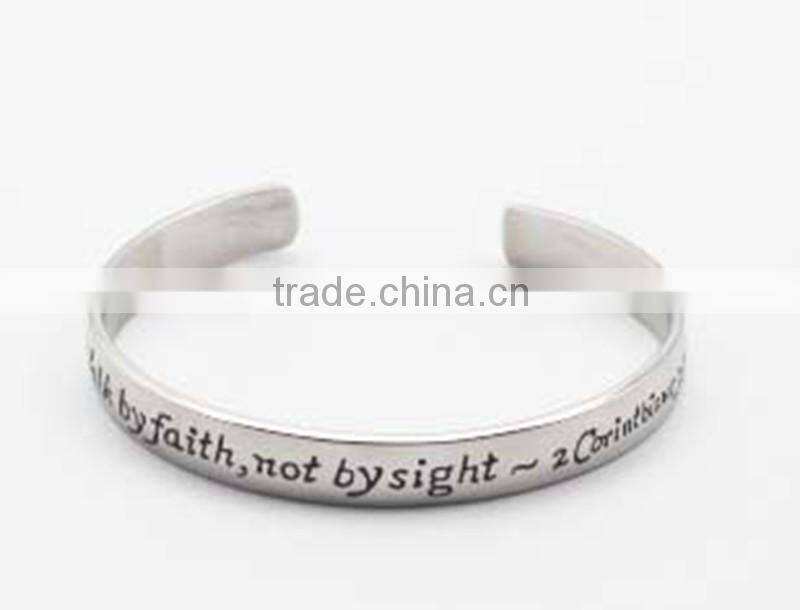 Fashion Friendship Stainless Steel Cuff bracelet bangle with engraved words