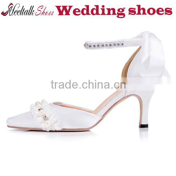 Wholesale pointed toe crystal stiletto wedding shoes with ankle strap