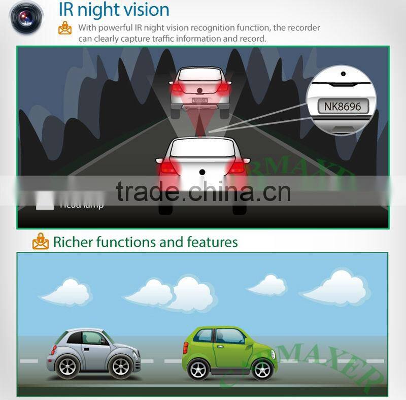 new fasion dual camera car black box car video camera recorder with gps