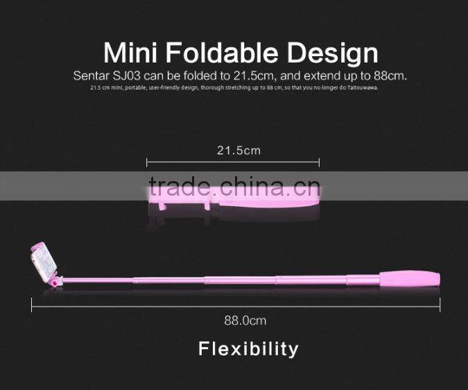 2016 mini selfie stick with bluetooth shutter button,Custom Handheld bluetooth selfie stick Monopod Stick
