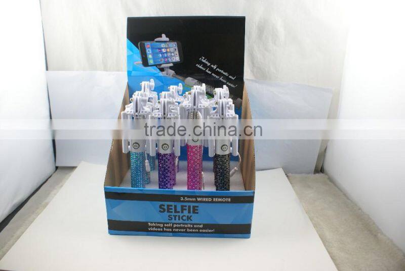PDQ Support Mini selfie stick colorful extendable selfie stick for iPhone OEM Package support