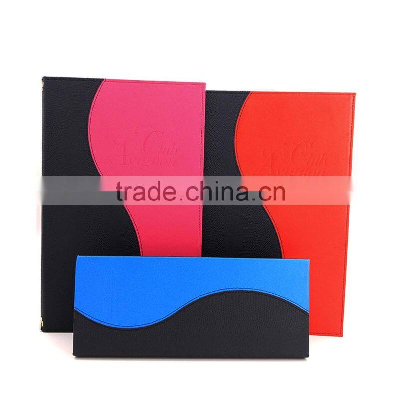 Menu printing hotel used display restaurant menu holder leather menu cover