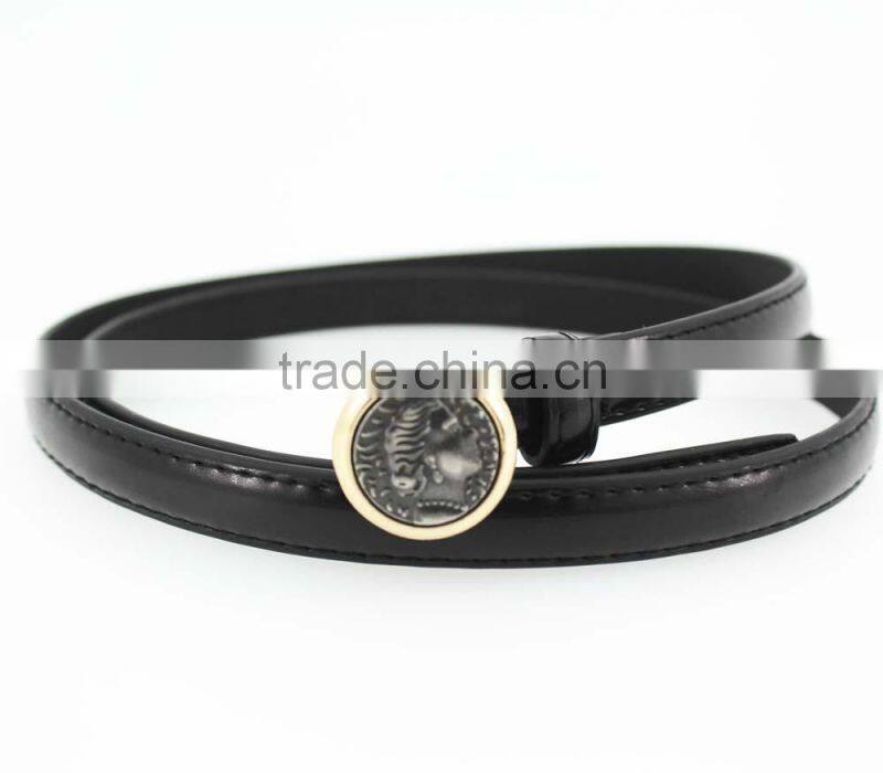 2015 NEW PU fashion girls dresses belt with Ebossed bronze buckles in yiwu