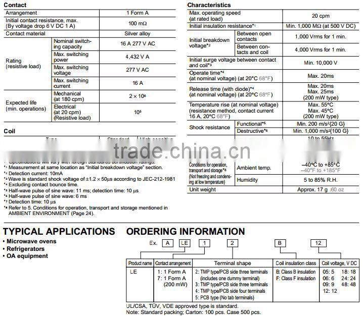 ALE75B48 48V 16A power relays 4pins high power air conditioning refrigerater