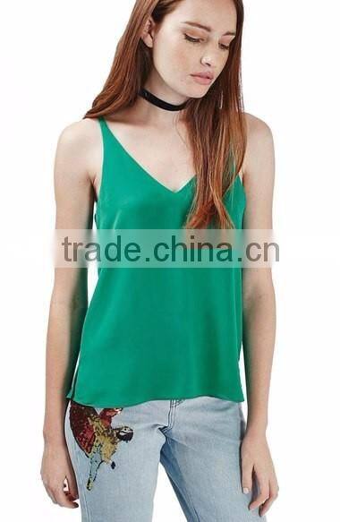 Ladies Double Strap V-Back Fancy Spaghetti Strap Camisole Tops