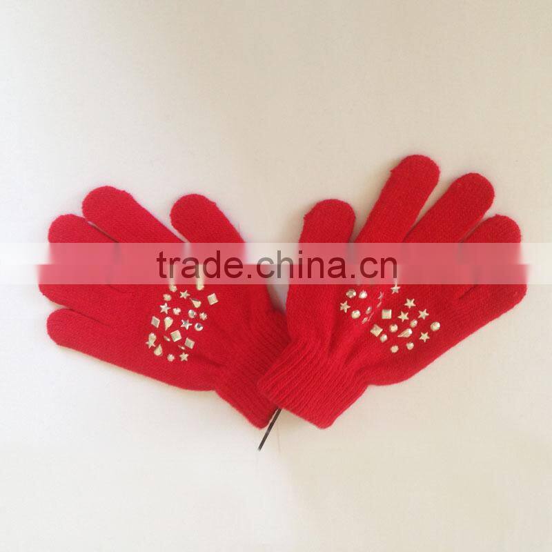 Wholesale acrylic knit custom magic winter glove