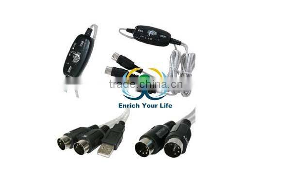 New Black USB to MIDI Cable Adapter for PC Computer Connection Music Keyboard
