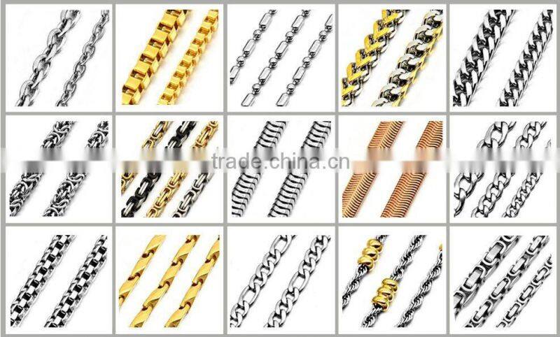 2016 wholesale 6MM high polished stainless steel fancy black plated franco chain necklace