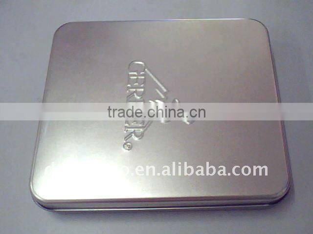 square badge tin box with foam insert