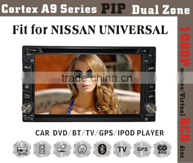 6.2inch HD 1080P BT TV GPS IPOD Fit for nissan car dvd gps navigation