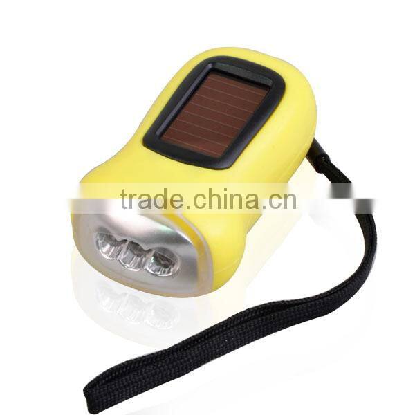 Emergency rechargeable 3 led solar flashlight dynamo led flashlight
