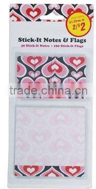 Heart Stick-It notes and flags