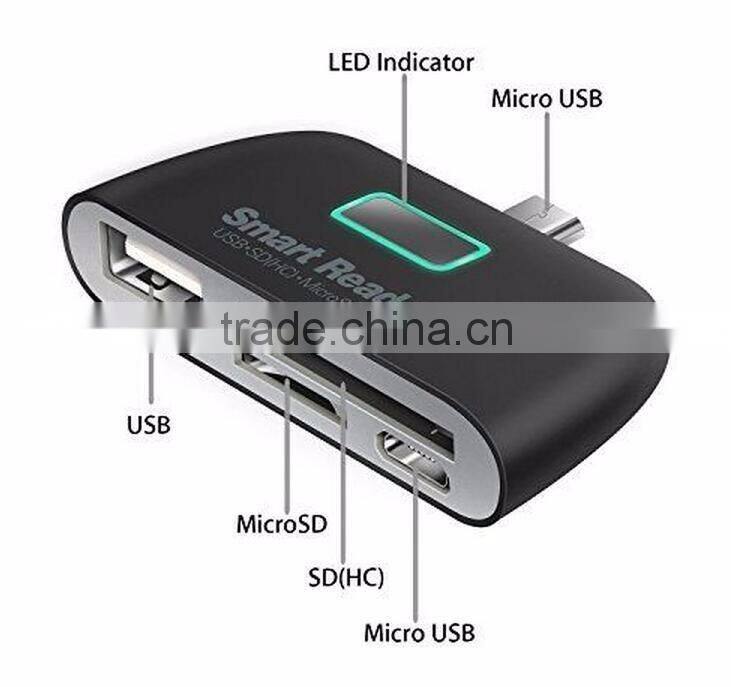 4 in 1 OTG Adapter Micro USB Card Reader SD HC TF