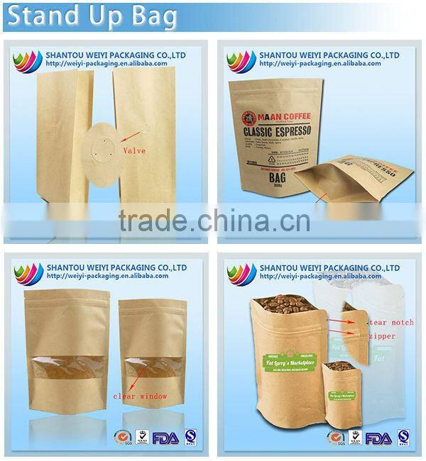 Biodegradable laminated kraft paper stand up pouches for tea packaging