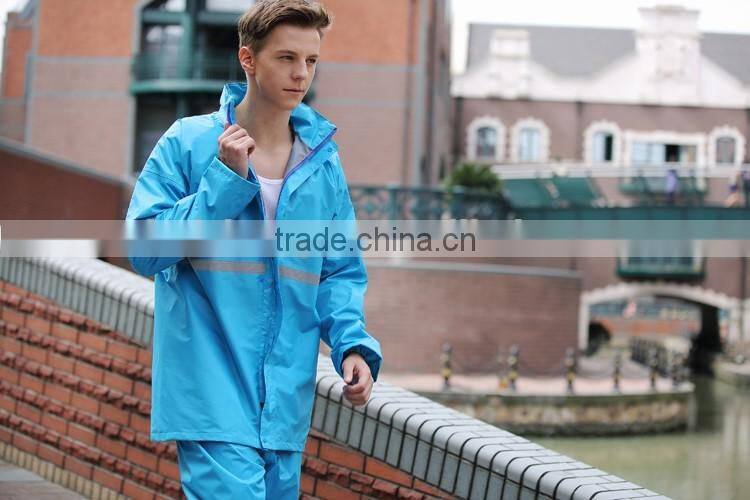 2016 Custom One Piece Rain Suits with reflective strip Reflective Safety Rain Coverall