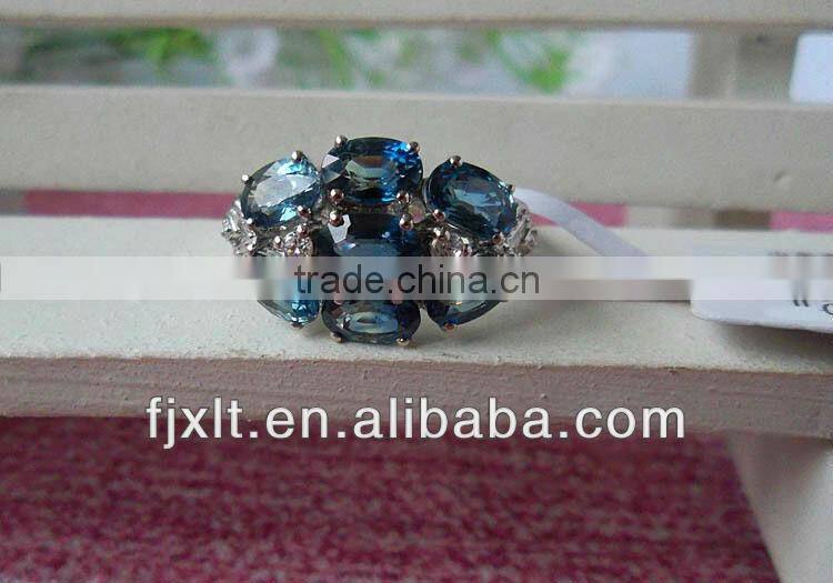 Hot Sale Fashion Design 925 Sterling Silver Natural Blue Sapphire Ring