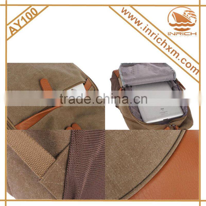 High quality popular unisex canvas bagpack with computer compartment