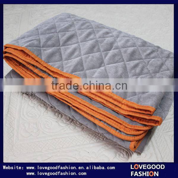 Modern&Minimalism Single Corduroy Patchwork Quilt Bed Sheet with Checks Patterns