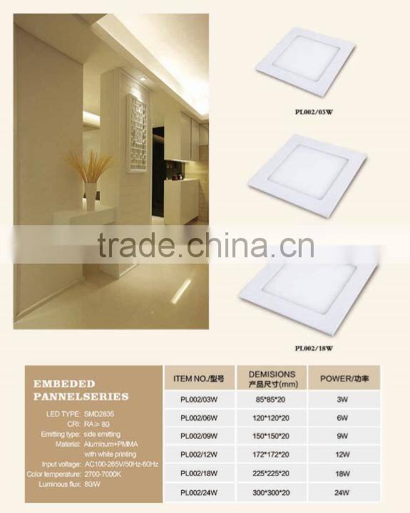 12W porpular style square led panel lighting