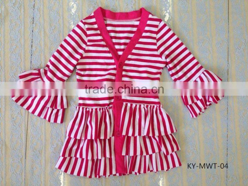 2015 latest long sleeves jacket stripe ruffle jackets baby clothes