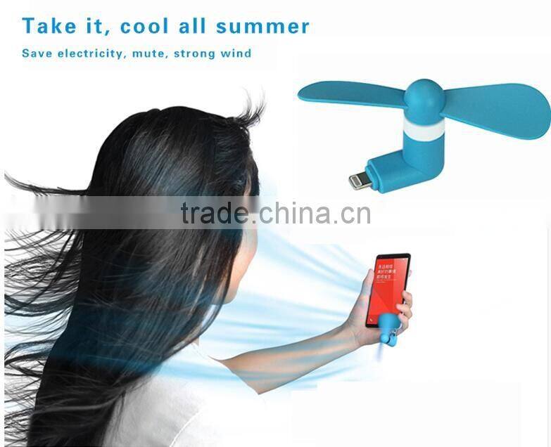 Summer Android phone OTG small mini USB fan portable dual use blue, white, pink, green, orange, black optional