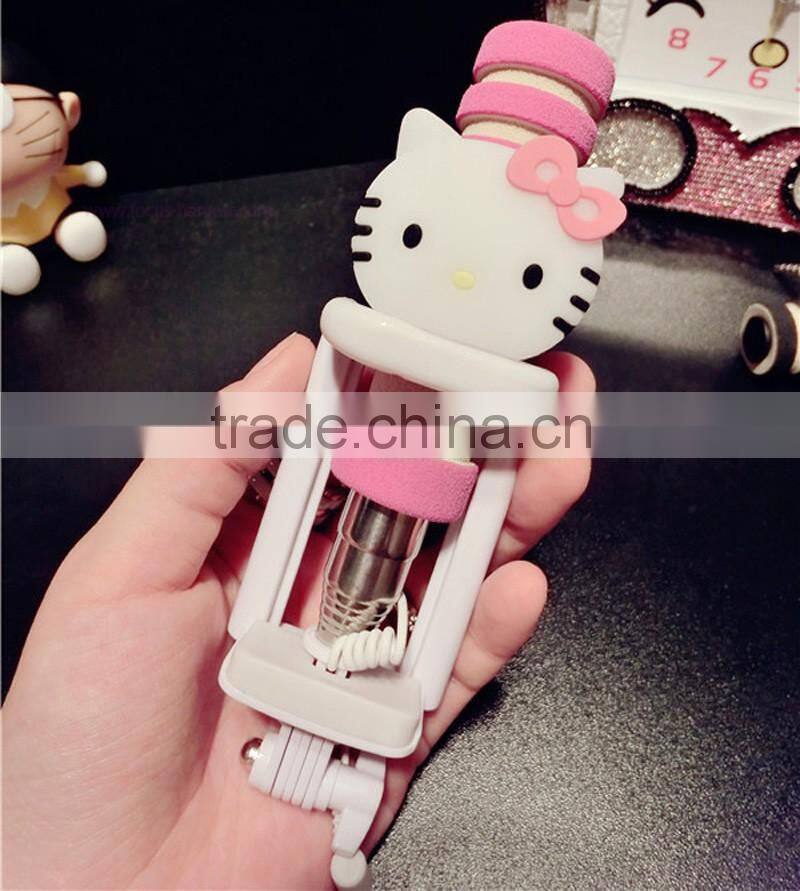 2015 Hot Sell Mini Wired All In One Selfie Stick Handheld Extendable Fold Selfie Stick Holder For Cell Phone