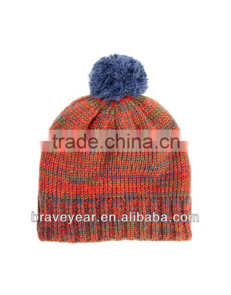 high quality knitted beanie hat with pom pom for men