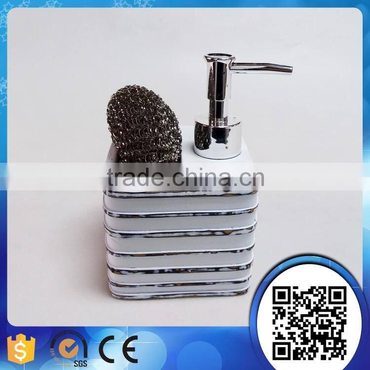 polyresin kitchen soap dispenser with cleaning ball and brush holder
