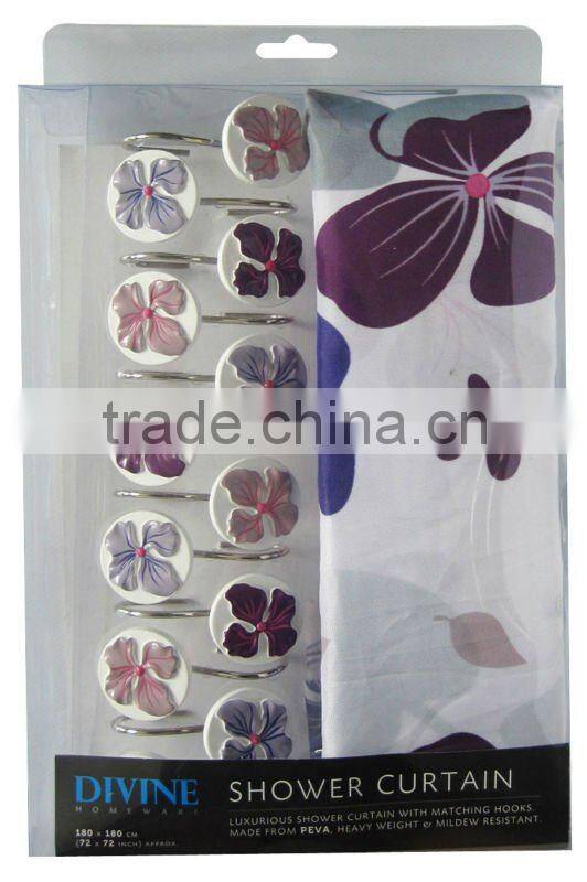 100% polyester bathroom shower curtain ,Christmas shower curtain