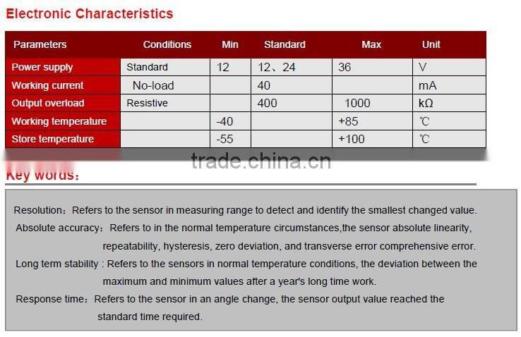 High Precision Temp Compensed Inclinometer Sensor Low cost