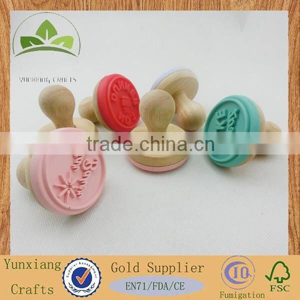 Hot sale soild wood stamp with colored silicone